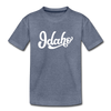 Idaho Toddler T-Shirt - Hand Lettered Idaho Toddler Tee - heather blue