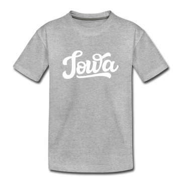 Iowa Toddler T-Shirt - Hand Lettered Iowa Toddler Tee - heather gray