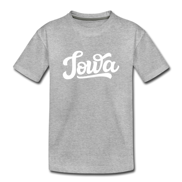 Iowa Toddler T-Shirt - Hand Lettered Iowa Toddler Tee - heather gray