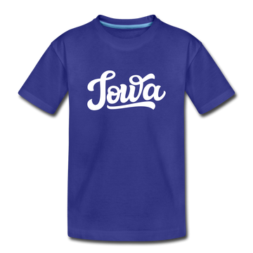 Iowa Toddler T-Shirt - Hand Lettered Iowa Toddler Tee - royal blue