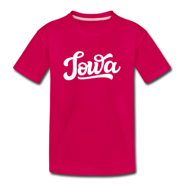 Iowa Toddler T-Shirt - Hand Lettered Iowa Toddler Tee - dark pink