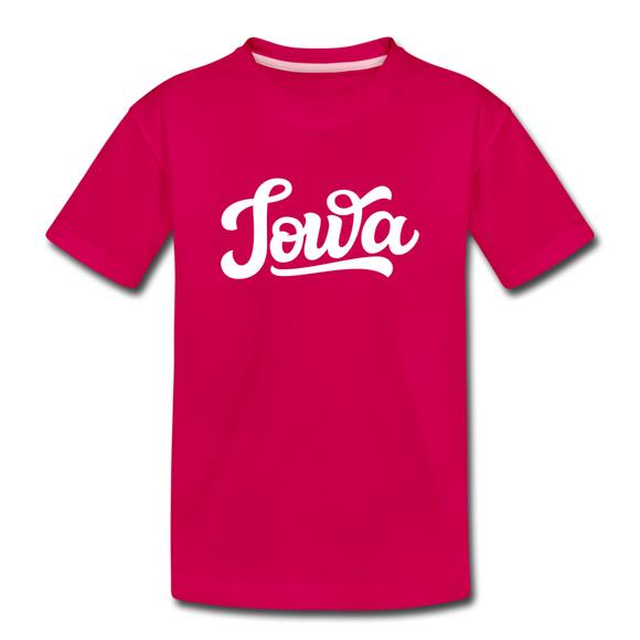 Iowa Toddler T-Shirt - Hand Lettered Iowa Toddler Tee - dark pink