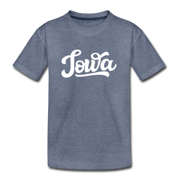 Iowa Toddler T-Shirt - Hand Lettered Iowa Toddler Tee - heather blue