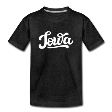 Iowa Toddler T-Shirt - Hand Lettered Iowa Toddler Tee - charcoal gray