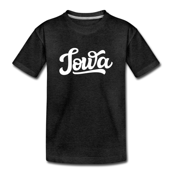 Iowa Toddler T-Shirt - Hand Lettered Iowa Toddler Tee - charcoal gray