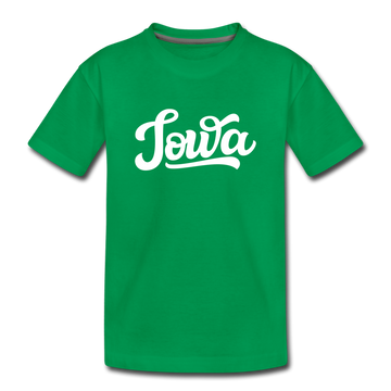 Iowa Toddler T-Shirt - Hand Lettered Iowa Toddler Tee - kelly green
