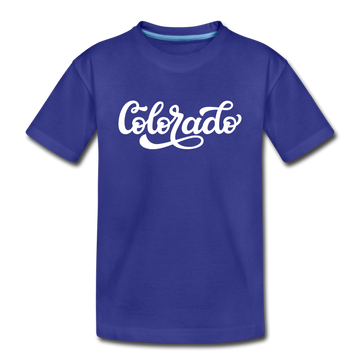 Colorado Toddler T-Shirt - Hand Lettered Colorado Toddler Tee - royal blue