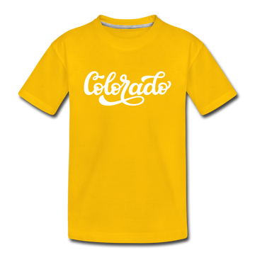 Colorado Toddler T-Shirt - Hand Lettered Colorado Toddler Tee - sun yellow