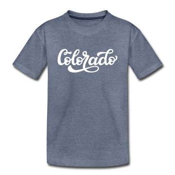 Colorado Toddler T-Shirt - Hand Lettered Colorado Toddler Tee - heather blue