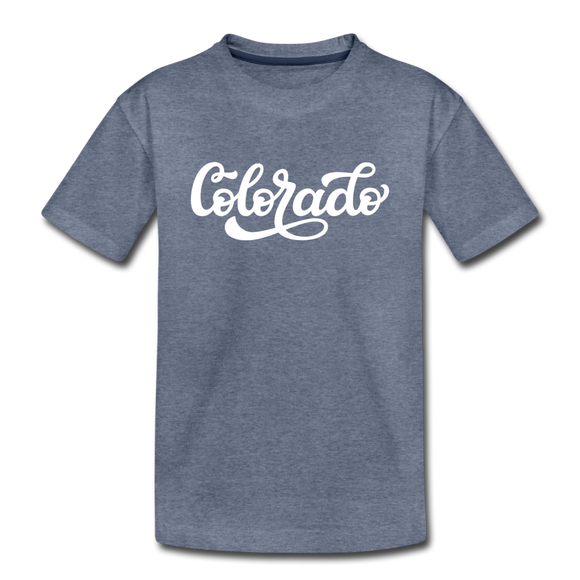 Colorado Toddler T-Shirt - Hand Lettered Colorado Toddler Tee - heather blue