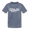 Colorado Toddler T-Shirt - Hand Lettered Colorado Toddler Tee - heather blue