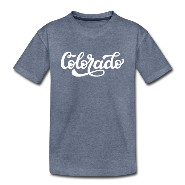 Colorado Toddler T-Shirt - Hand Lettered Colorado Toddler Tee - heather blue