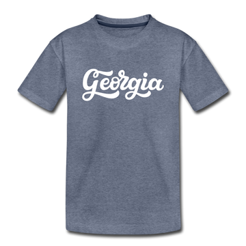 Georgia Toddler T-Shirt - Hand Lettered Georgia Toddler Tee - heather blue