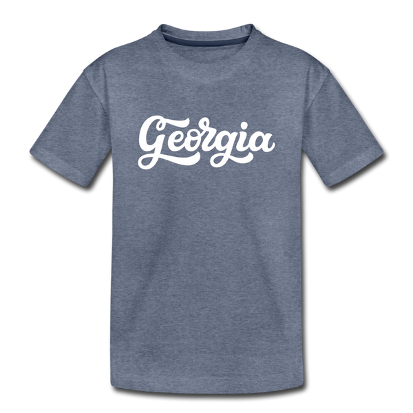 Georgia Toddler T-Shirt - Hand Lettered Georgia Toddler Tee - heather blue