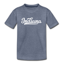Indiana Toddler T-Shirt - Hand Lettered Indiana Toddler Tee - heather blue