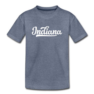 Indiana Toddler T-Shirt - Hand Lettered Indiana Toddler Tee - heather blue