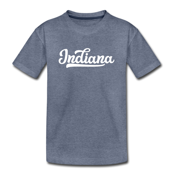 Indiana Toddler T-Shirt - Hand Lettered Indiana Toddler Tee - heather blue