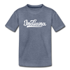 Indiana Toddler T-Shirt - Hand Lettered Indiana Toddler Tee - heather blue