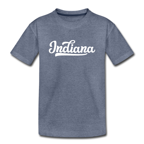 Indiana Toddler T-Shirt - Hand Lettered Indiana Toddler Tee - heather blue