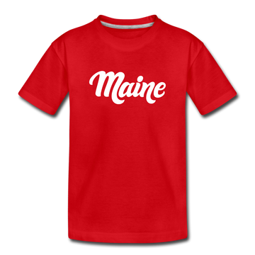 Maine Toddler T-Shirt - Hand Lettered Maine Toddler Tee - red