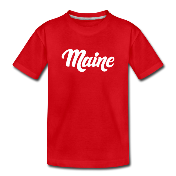 Maine Toddler T-Shirt - Hand Lettered Maine Toddler Tee - red