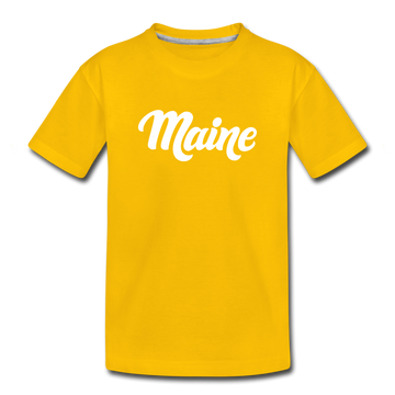 Maine Toddler T-Shirt - Hand Lettered Maine Toddler Tee - sun yellow