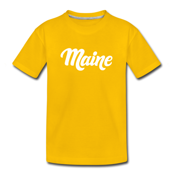 Maine Toddler T-Shirt - Hand Lettered Maine Toddler Tee - sun yellow