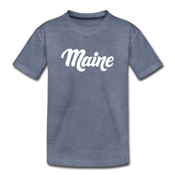 Maine Toddler T-Shirt - Hand Lettered Maine Toddler Tee - heather blue