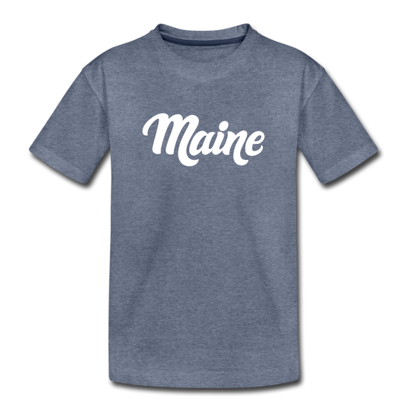 Maine Toddler T-Shirt - Hand Lettered Maine Toddler Tee - heather blue