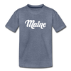 Maine Toddler T-Shirt - Hand Lettered Maine Toddler Tee - heather blue