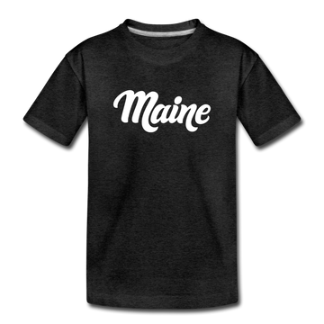 Maine Toddler T-Shirt - Hand Lettered Maine Toddler Tee - charcoal gray