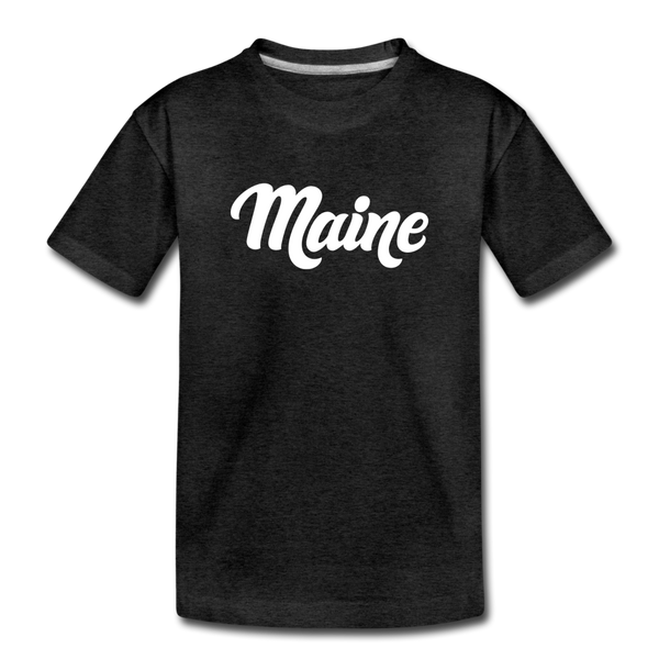 Maine Toddler T-Shirt - Hand Lettered Maine Toddler Tee - charcoal gray
