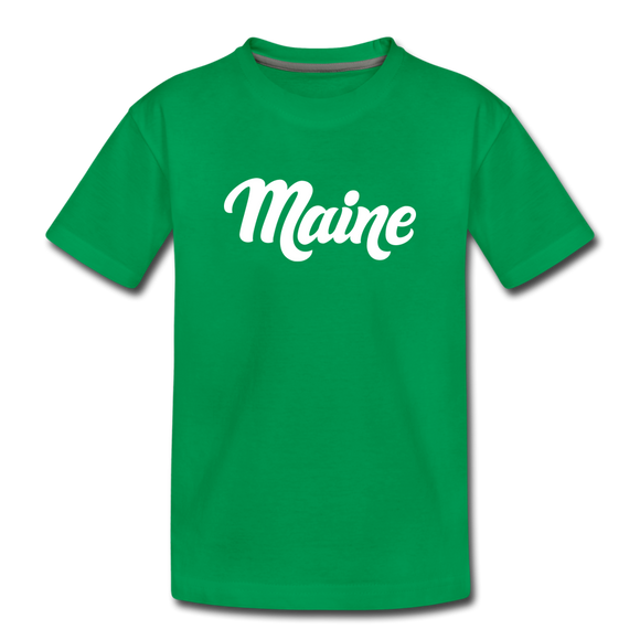 Maine Toddler T-Shirt - Hand Lettered Maine Toddler Tee - kelly green