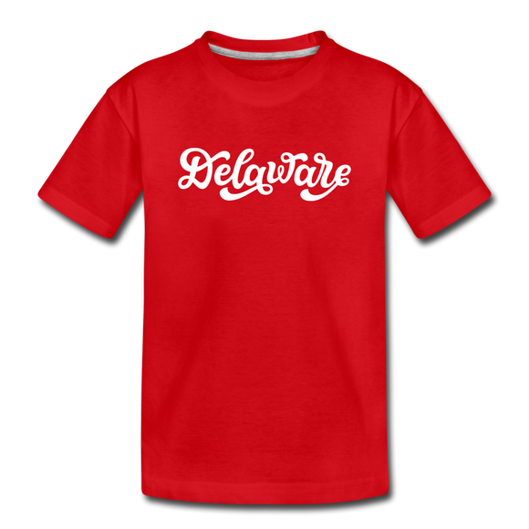 Delaware Toddler T-Shirt - Hand Lettered Delaware Toddler Tee - red