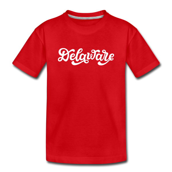 Delaware Toddler T-Shirt - Hand Lettered Delaware Toddler Tee - red