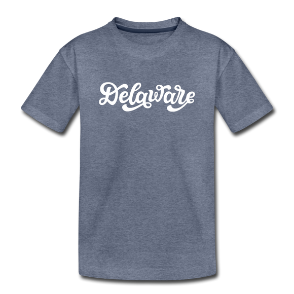 Delaware Toddler T-Shirt - Hand Lettered Delaware Toddler Tee - heather blue
