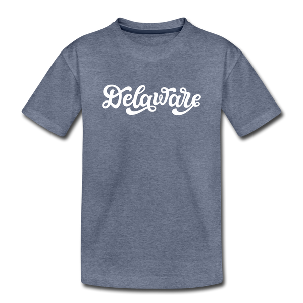 Delaware Toddler T-Shirt - Hand Lettered Delaware Toddler Tee - heather blue