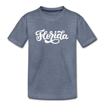Florida Toddler T-Shirt - Hand Lettered Florida Toddler Tee - heather blue