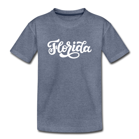 Florida Toddler T-Shirt - Hand Lettered Florida Toddler Tee - heather blue