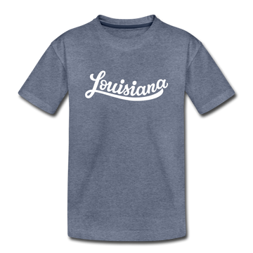 Louisiana Toddler T-Shirt - Hand Lettered Louisiana Toddler Tee - heather blue