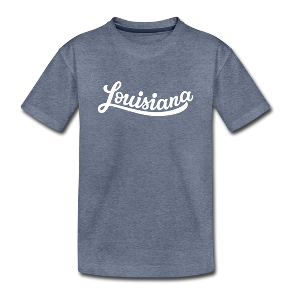 Louisiana Toddler T-Shirt - Hand Lettered Louisiana Toddler Tee - heather blue