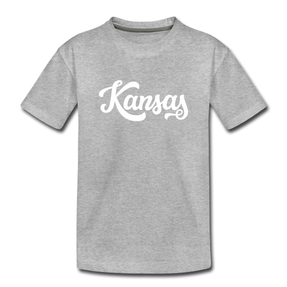 Kansas Toddler T-Shirt - Hand Lettered Kansas Toddler Tee - heather gray