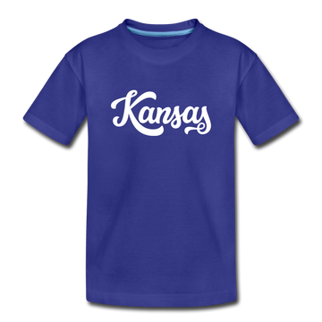 Kansas Toddler T-Shirt - Hand Lettered Kansas Toddler Tee - royal blue