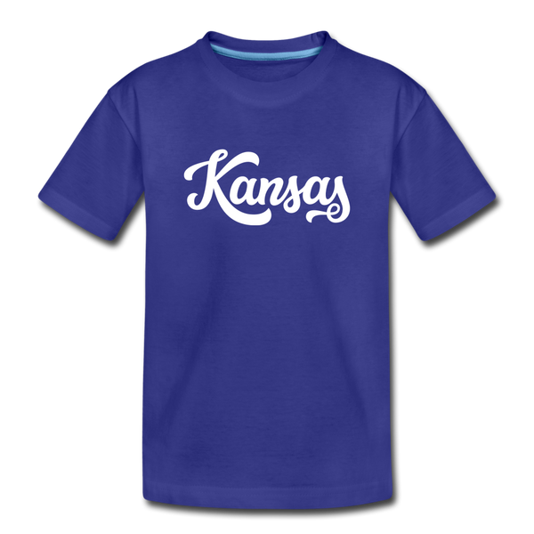Kansas Toddler T-Shirt - Hand Lettered Kansas Toddler Tee - royal blue