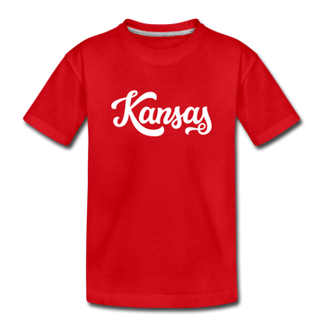 Kansas Toddler T-Shirt - Hand Lettered Kansas Toddler Tee - red
