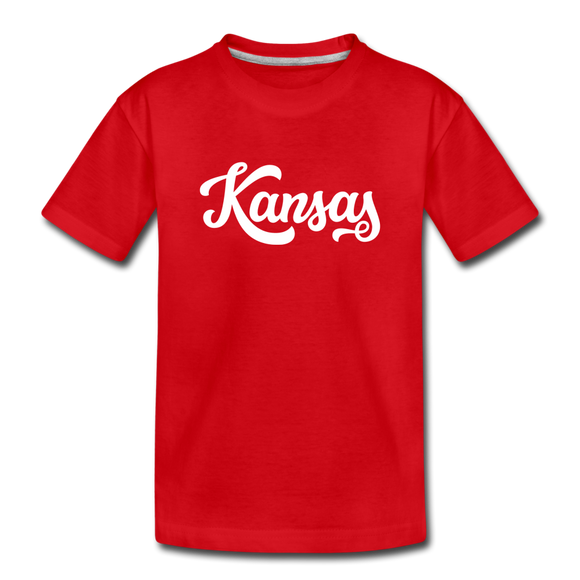 Kansas Toddler T-Shirt - Hand Lettered Kansas Toddler Tee - red