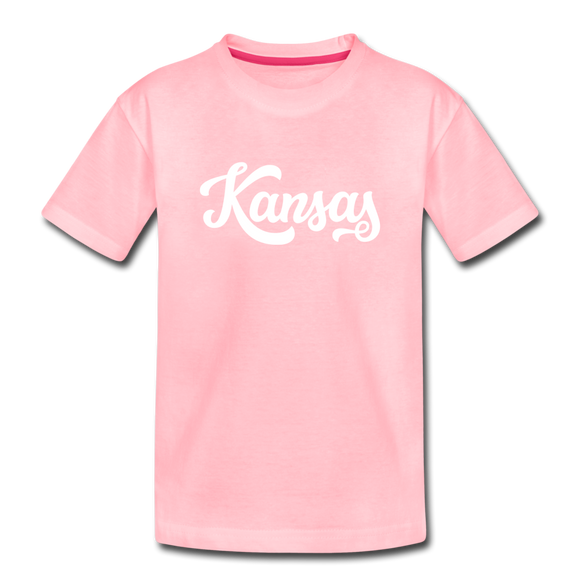 Kansas Toddler T-Shirt - Hand Lettered Kansas Toddler Tee - pink