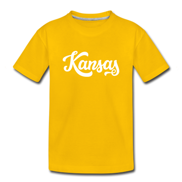 Kansas Toddler T-Shirt - Hand Lettered Kansas Toddler Tee - sun yellow