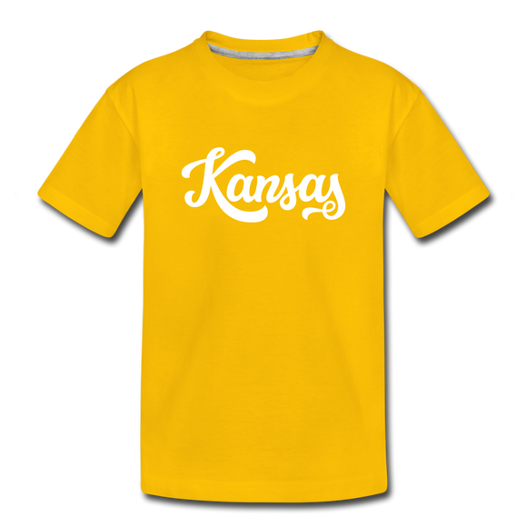 Kansas Toddler T-Shirt - Hand Lettered Kansas Toddler Tee - sun yellow