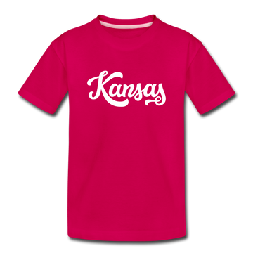 Kansas Toddler T-Shirt - Hand Lettered Kansas Toddler Tee - dark pink